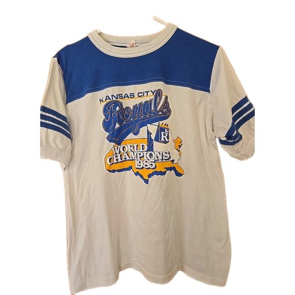 Kansas City Royals Shirt Mens L Blue Baseball Single Stitch 1985 World Champions - Picture 1 of 5